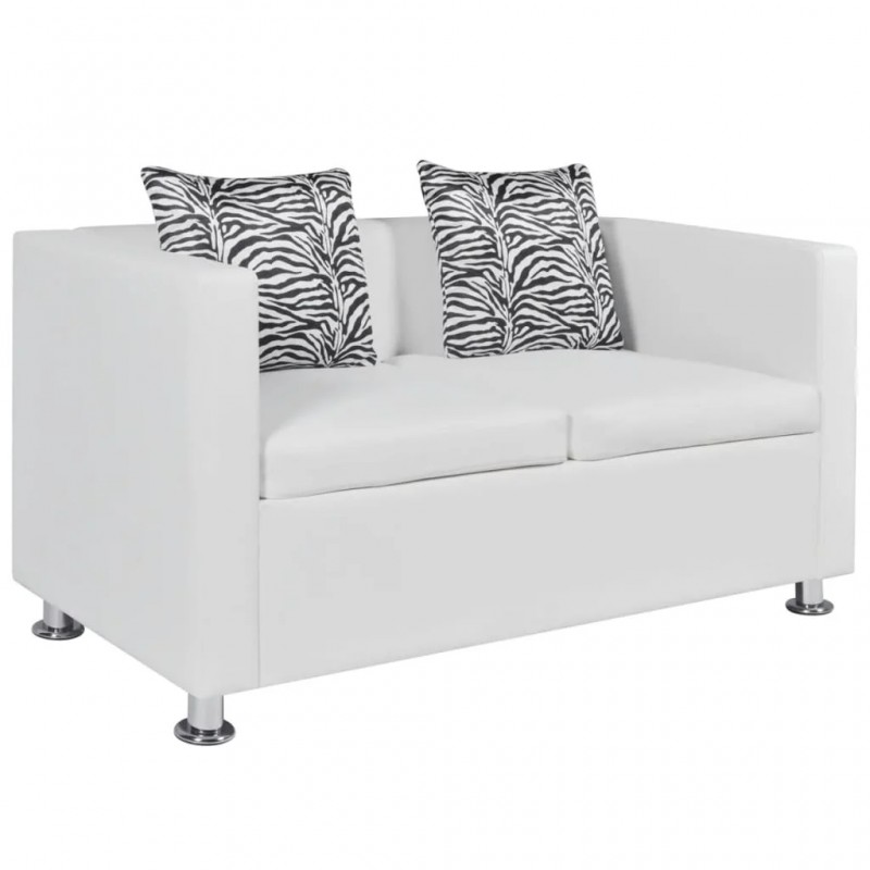 Sofa Set Artificial Leather 3-Seater and 2-Seater White Sofa Set Artificial Leather 3-Seater and 2-Seater White