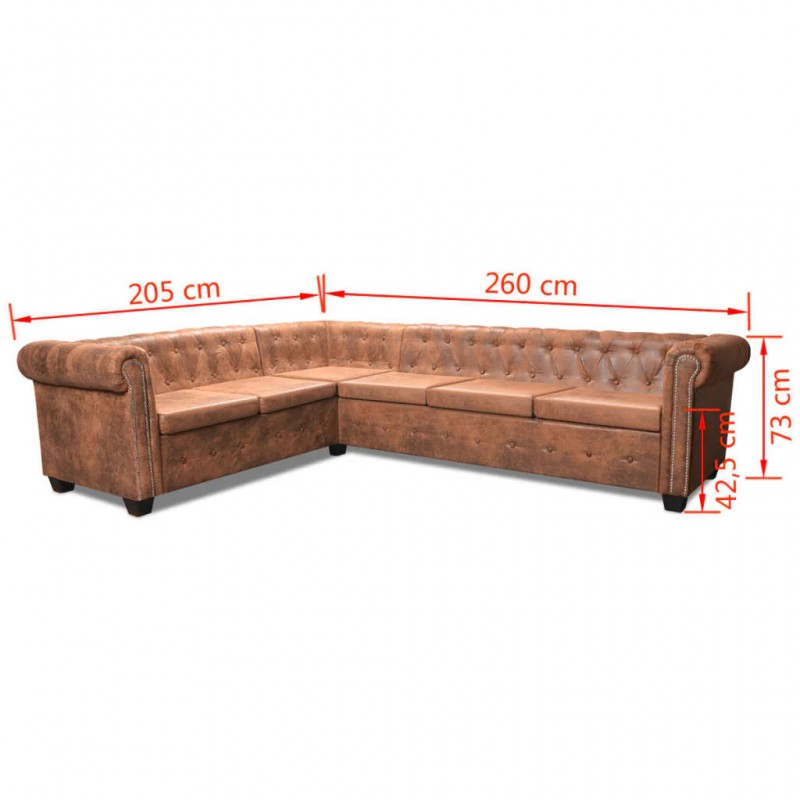 Chesterfield Corner Sofa 6-Seater Artificial Leather Brown Chesterfield Corner Sofa 6-Seater Artificial Leather Brown