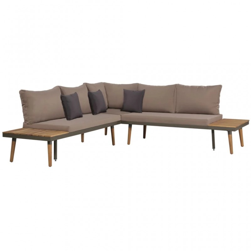 4 Piece Garden Lounge Set with Cushions Solid Acacia Wood Brown 4 Piece Garden Lounge Set with Cushions Solid Acacia Wood Brown