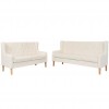 Sofa Set 2 Pieces Fabric Cream White