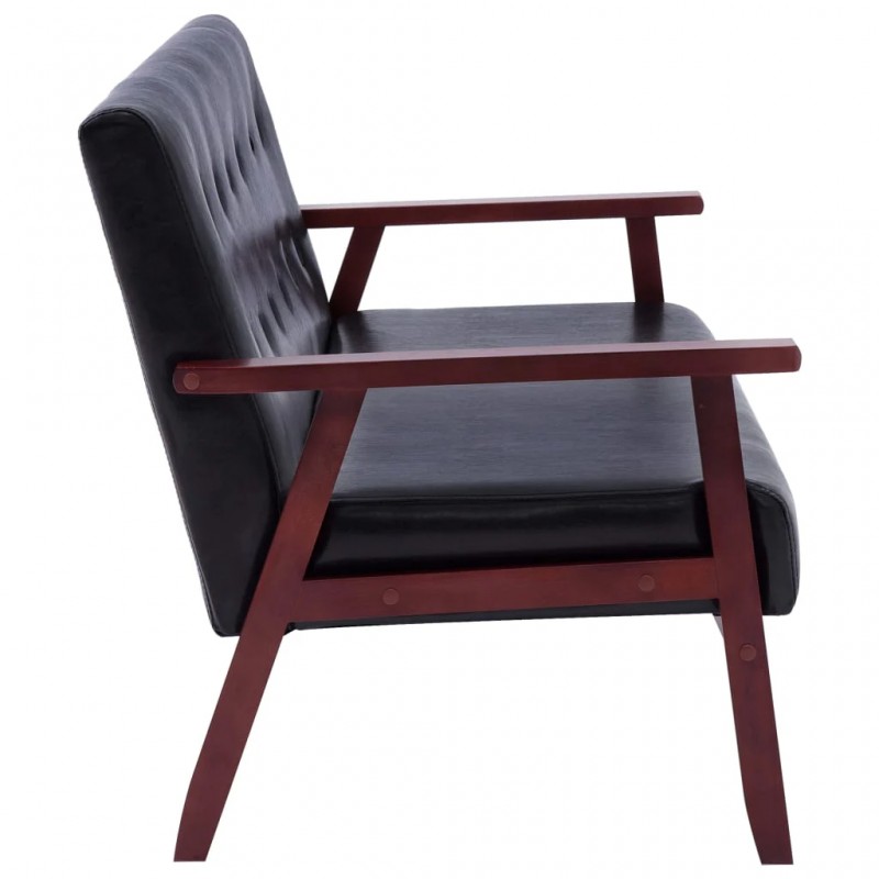 Sofa Set 2 Piece Black Faux Leather Sofa Set 2 Piece Black Faux Leather