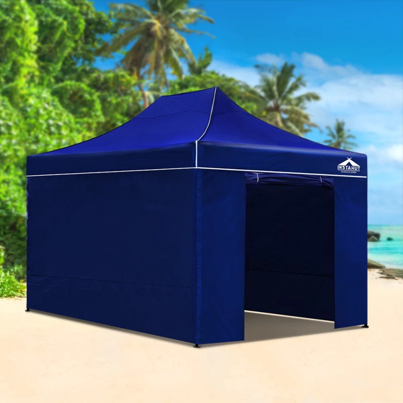 Instahut Gazebo 3x4.5 Pop Up Marquee Folding Tent Wedding Gazebos Camping Outdoor Shade Canopy Blue Instahut Gazebo 3x4.5 Pop Up Marquee Folding Tent Wedding Gazebos Camping Outdoor Shade Canopy Blue