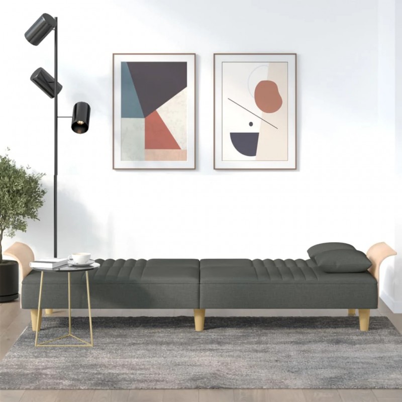 Sofa Bed with Armrests Dark Grey Fabric Sofa Bed with Armrests Dark Grey Fabric