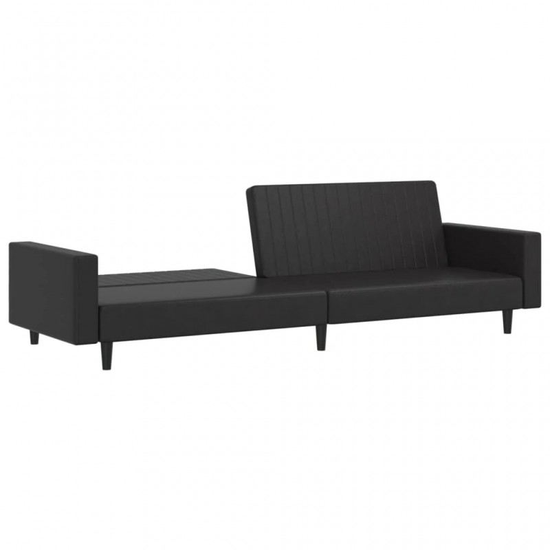 2-Seater Sofa Bed Black Faux Leather 2-Seater Sofa Bed Black Faux Leather