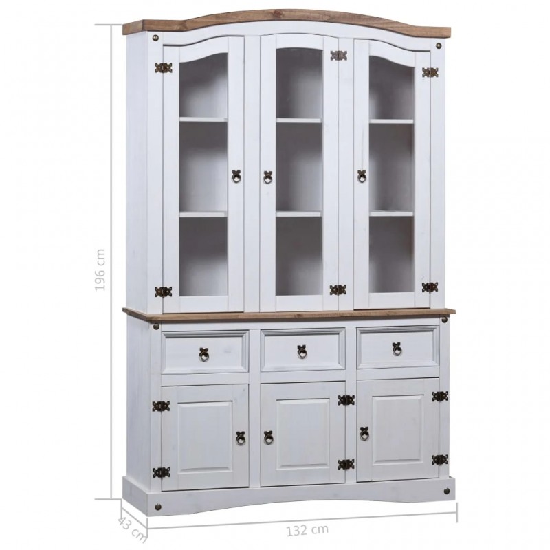 Buffet & Hutch Mexican Pine Corona Range White Buffet & Hutch Mexican Pine Corona Range White