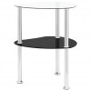 2-Tier Side Table Transparent & Black 38x38x50cm Tempered Glass
