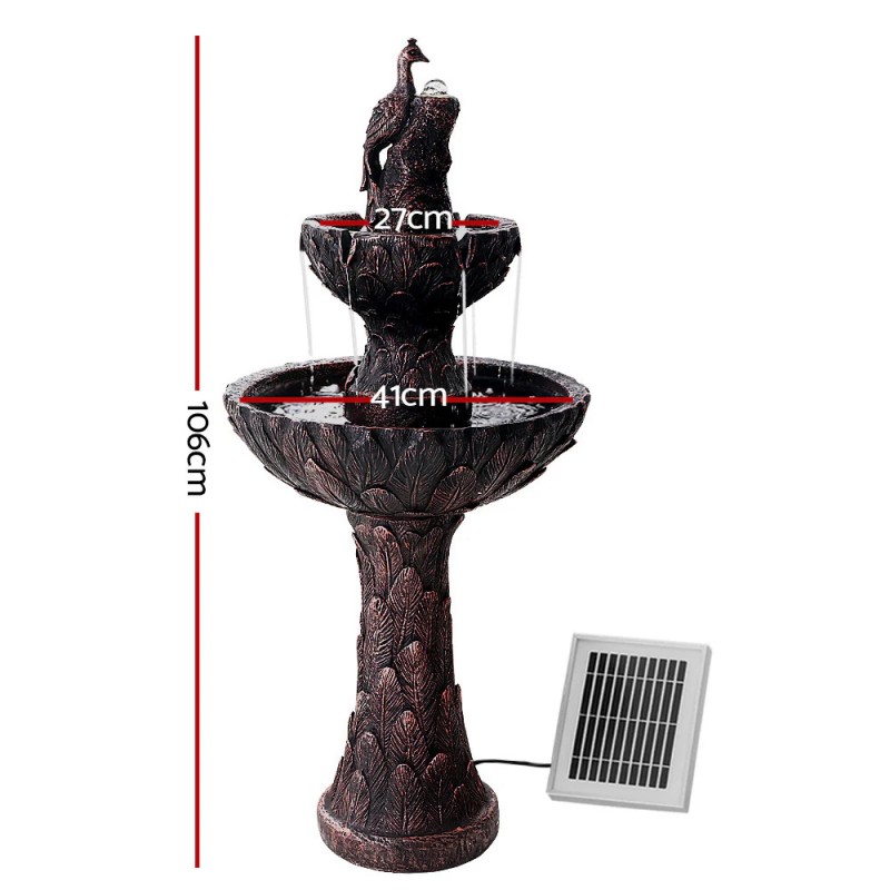 Gardeon Solar Water Feature 3-Tiers Peacock 106cm Gardeon Solar Water Feature 3-Tiers Peacock 106cm