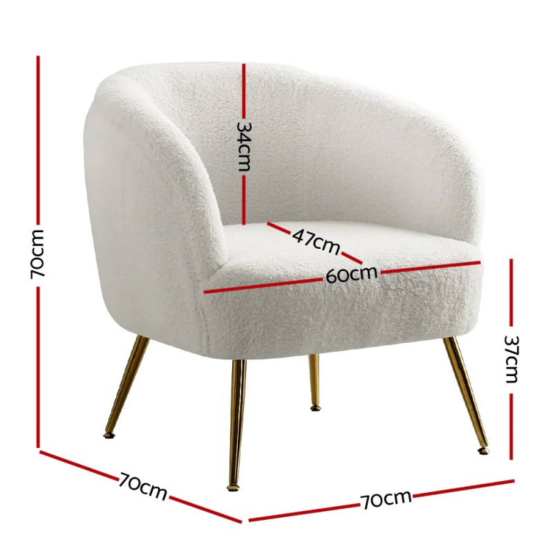 Artiss Armchair Lounge Chair Accent Chairs Armchairs Sherpa Boucle Sofa White Artiss Armchair Lounge Chair Accent Chairs Armchairs Sherpa Boucle Sofa White