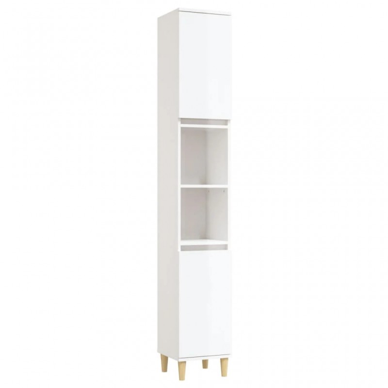 Bathroom Cabinet High Gloss White 30x30x190 cm Engineered Wood Bathroom Cabinet High Gloss White 30x30x190 cm Engineered Wood