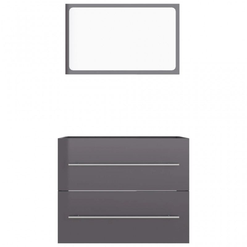 2 Piece Bathroom Furniture Set High Gloss Grey Engineered Wood 2 Piece Bathroom Furniture Set High Gloss Grey Engineered Wood