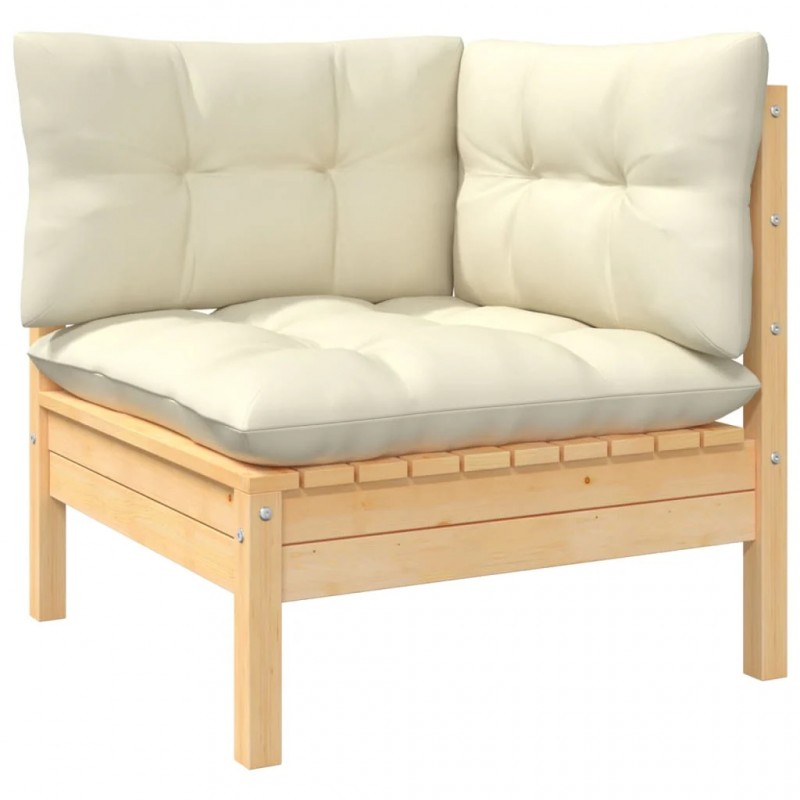 3-Seater Garden Sofa with Cream Cushions Solid Pinewood 3-Seater Garden Sofa with Cream Cushions Solid Pinewood
