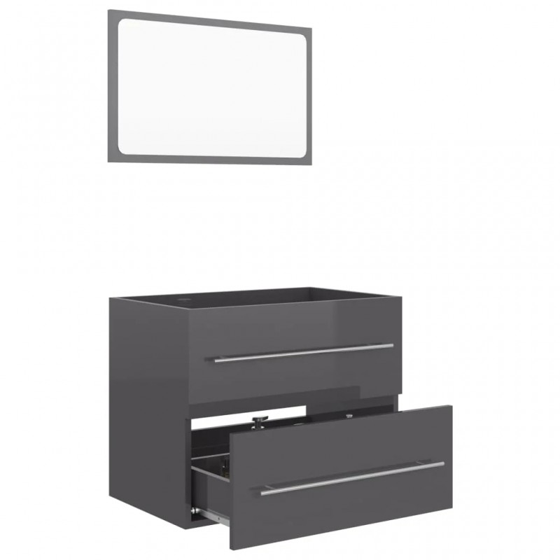 2 Piece Bathroom Furniture Set High Gloss Grey Engineered Wood 2 Piece Bathroom Furniture Set High Gloss Grey Engineered Wood
