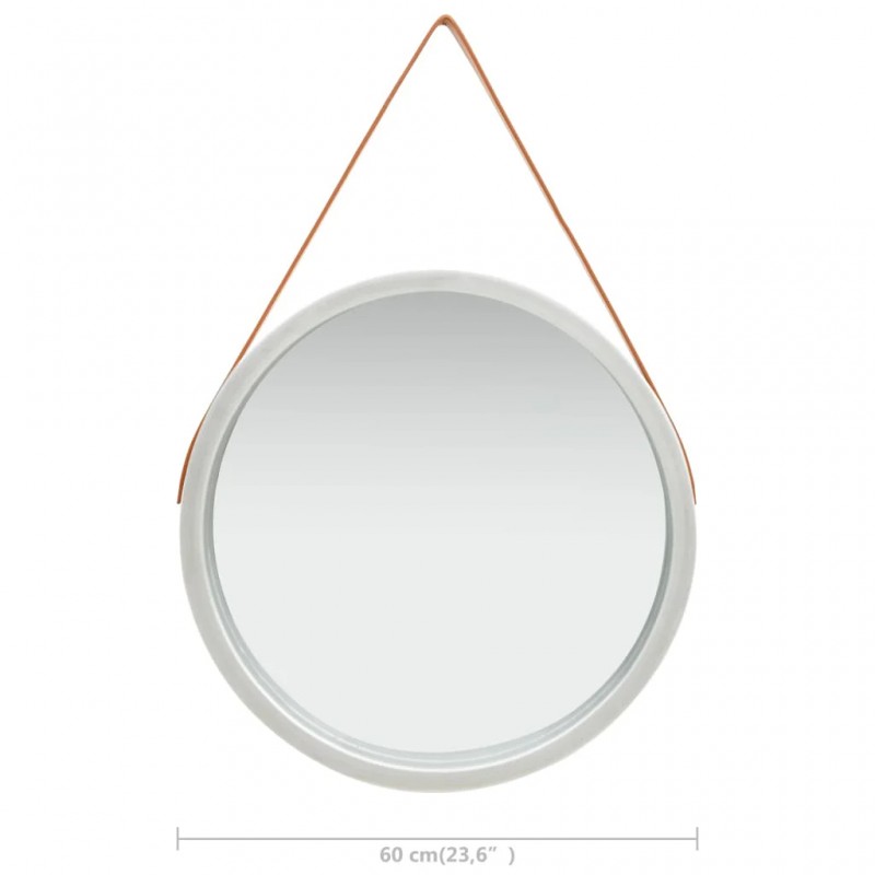 Wall Mirror with Strap 60 cm Silver Wall Mirror with Strap 60 cm Silver