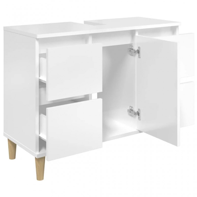 Sink Cabinet High Gloss White 80x33x60 cm Engineered Wood Sink Cabinet High Gloss White 80x33x60 cm Engineered Wood