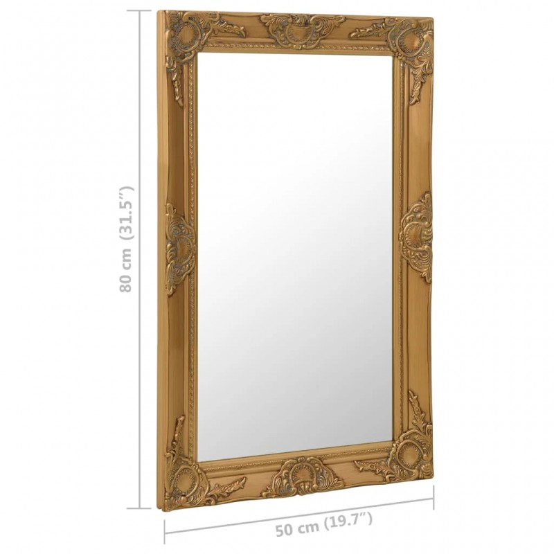 Wall Mirror Baroque Style 50x80 cm Gold Wall Mirror Baroque Style 50x80 cm Gold