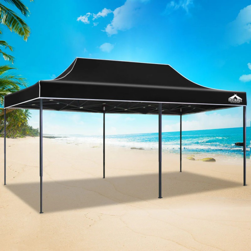 Instahut Gazebo Pop Up Marquee 3x6m Folding Tent Wedding Outdoor Camping Canopy Gazebos Shade Black Instahut Gazebo Pop Up Marquee 3x6m Folding Tent Wedding Outdoor Camping Canopy Gazebos Shade Black