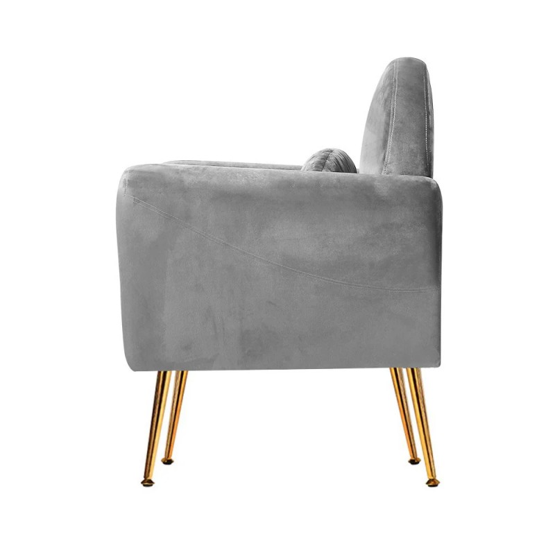 Artiss Armchair Lounge Chair Accent Armchairs Chairs Sofa Grey Velvet Cushion Artiss Armchair Lounge Chair Accent Armchairs Chairs Sofa Grey Velvet Cushion