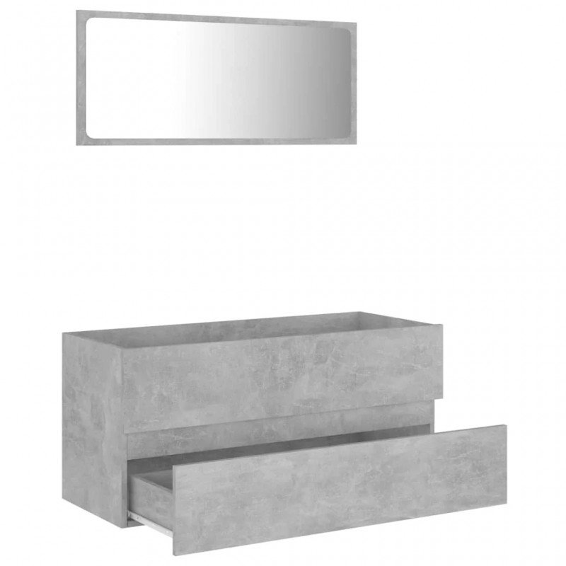 2 Piece Bathroom Furniture Set Concrete Grey Engineered Wood 2 Piece Bathroom Furniture Set Concrete Grey Engineered Wood