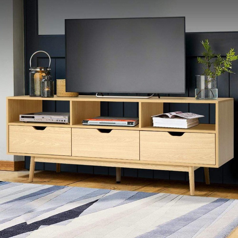 Artiss Wooden Scandinavian Entertainment Unit Natural Artiss Wooden Scandinavian Entertainment Unit Natural