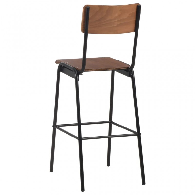 Bar Chairs 2 pcs Brown Solid Plywood Steel Bar Chairs 2 pcs Brown Solid Plywood Steel