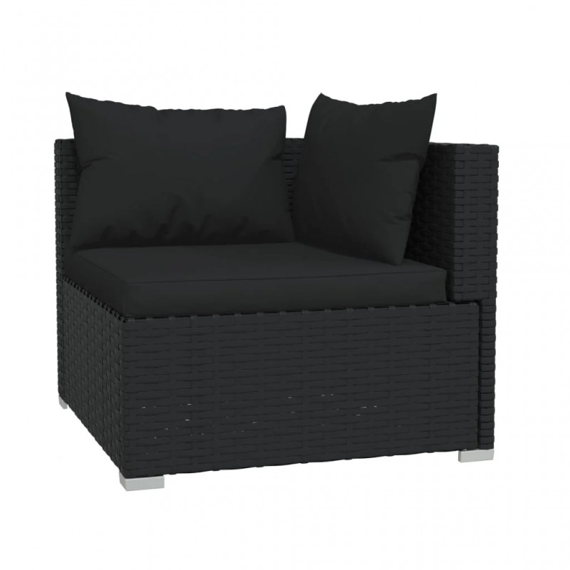 2-Seater Sofa with Cushions Black Poly Rattan 2-Seater Sofa with Cushions Black Poly Rattan
