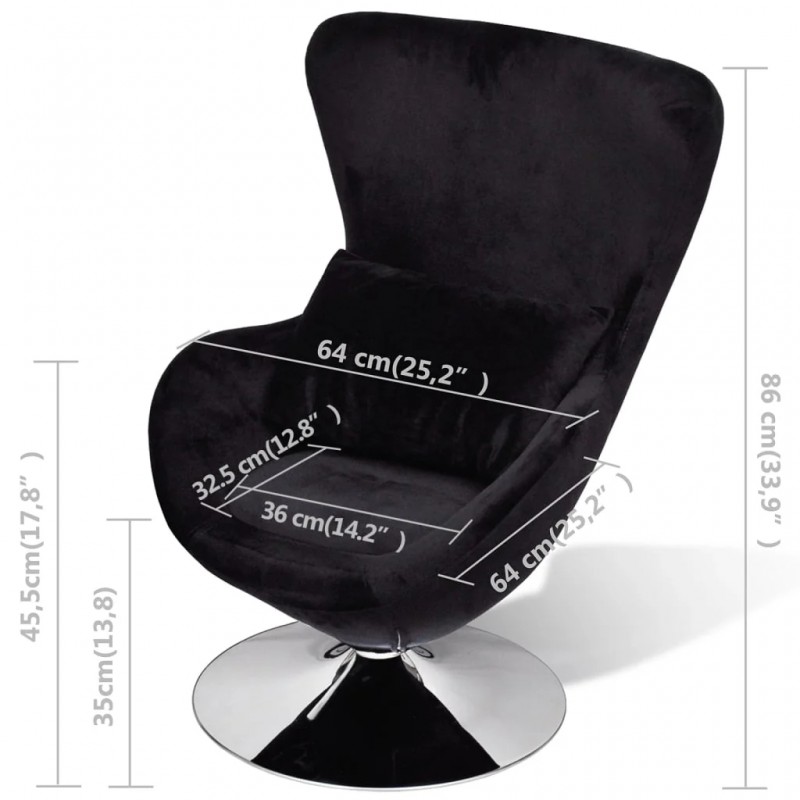 Armchair with Egg Shape Black Armchair with Egg Shape Black