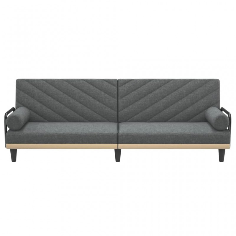 Sofa Bed with Armrests Dark Grey Fabric Sofa Bed with Armrests Dark Grey Fabric
