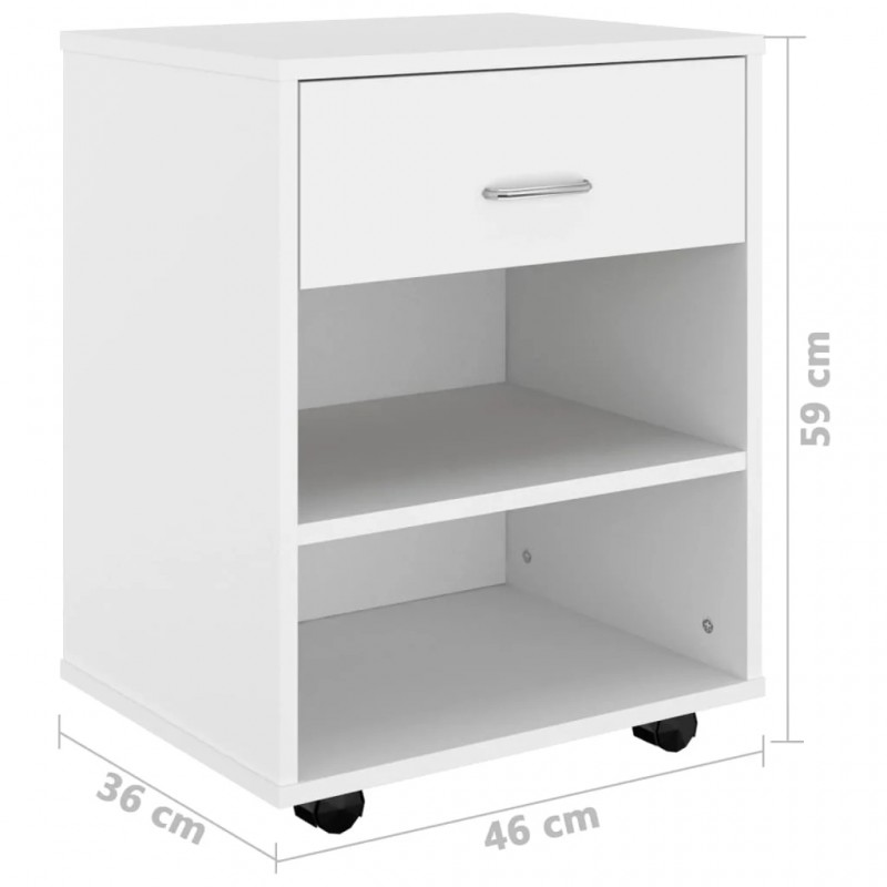 Rolling Cabinet White 46x36x59 cm Engineered Wood Rolling Cabinet White 46x36x59 cm Engineered Wood