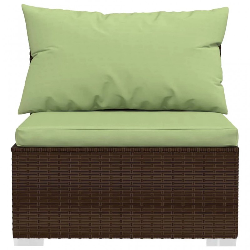 3-Seater Sofa with Cushions Brown Poly Rattan 3-Seater Sofa with Cushions Brown Poly Rattan