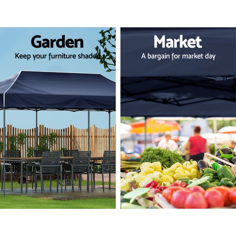 Instahut Gazebo Pop Up Marquee 3x6m Folding Tent Wedding Outdoor Camping Canopy Gazebos Shade Navy Instahut Gazebo Pop Up Marquee 3x6m Folding Tent Wedding Outdoor Camping Canopy Gazebos Shade Navy