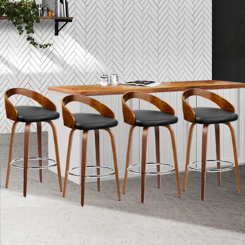 Artiss 4x Bar Stools Swivel Seat Curving Backrest Artiss 4x Bar Stools Swivel Seat Curving Backrest