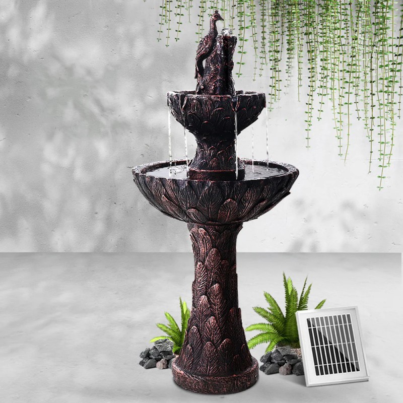 Gardeon Solar Water Feature 3-Tiers Peacock 106cm Gardeon Solar Water Feature 3-Tiers Peacock 106cm