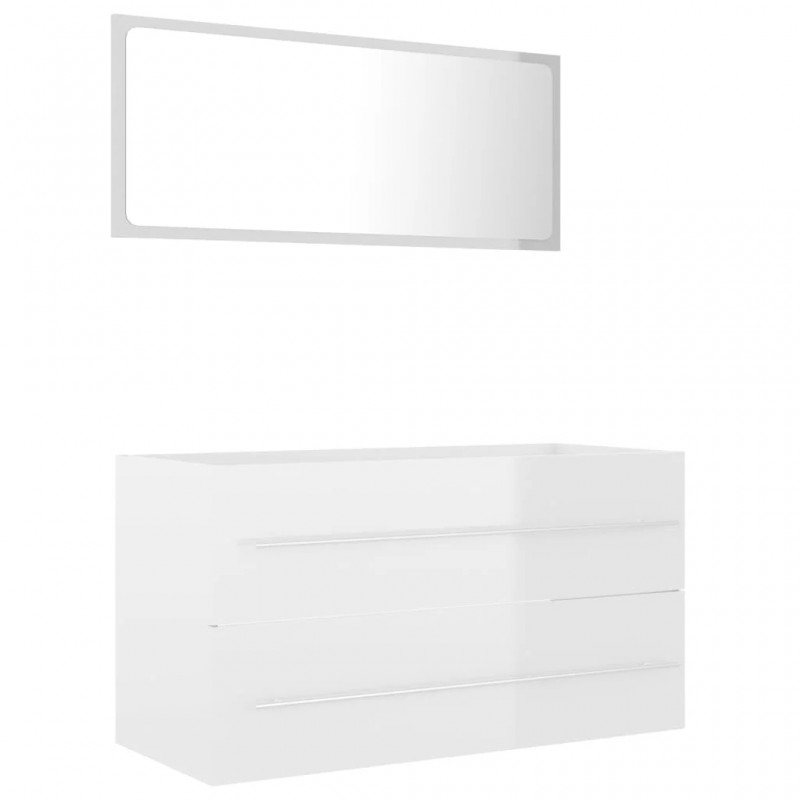 2 Piece Bathroom Furniture Set High Gloss White Engineered Wood 2 Piece Bathroom Furniture Set High Gloss White Engineered Wood