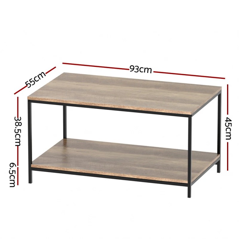 Artiss Coffee Table Rectangular 93CM Walnut Olin Artiss Coffee Table Rectangular 93CM Walnut Olin