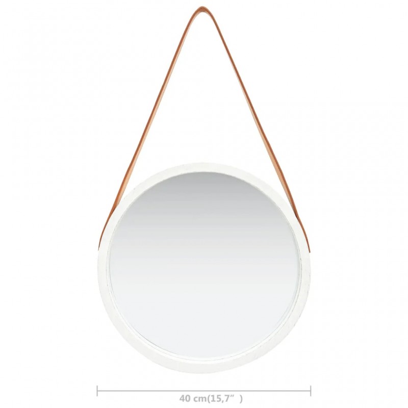 Wall Mirror with Strap 40 cm White Wall Mirror with Strap 40 cm White