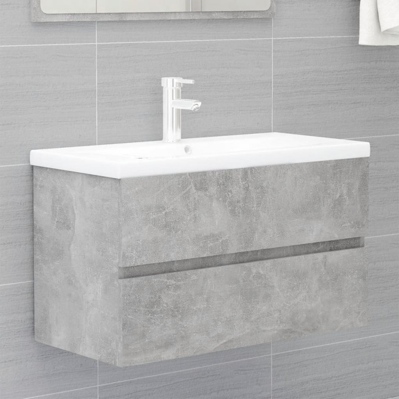 Bathroom Furniture Set Concrete Grey Engineered Wood Bathroom Furniture Set Concrete Grey Engineered Wood
