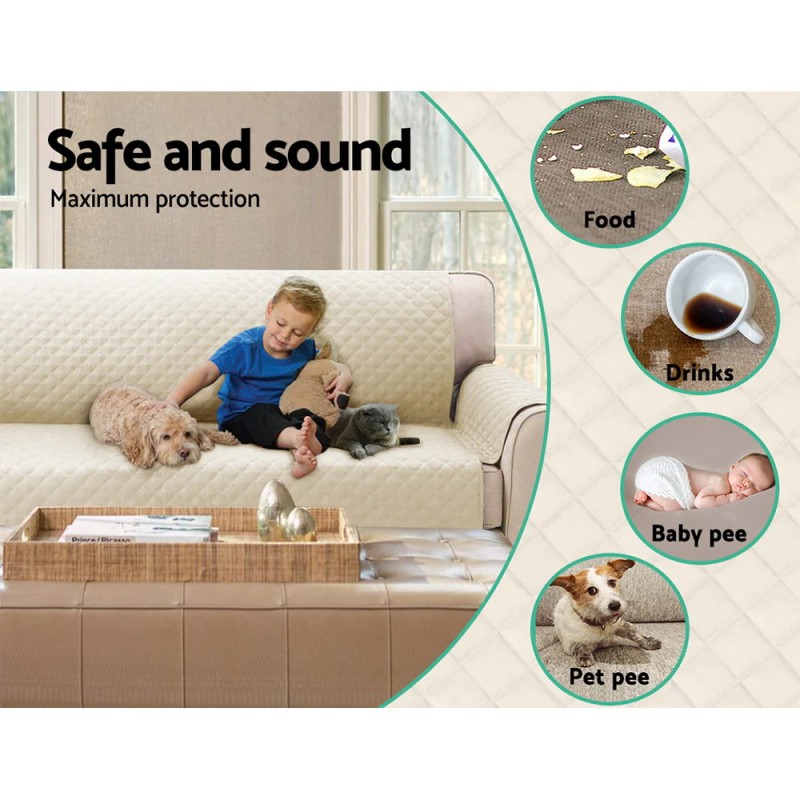 Artiss Sofa Cover Couch Covers 4 Seater 100% Water Resistant Beige Artiss Sofa Cover Couch Covers 4 Seater 100% Water Resistant Beige