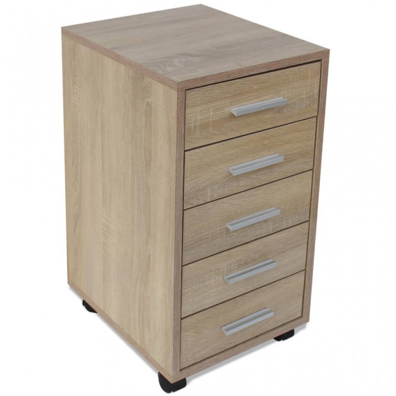 Office Drawer Unit with Castors 5 Drawers Oak Office Drawer Unit with Castors 5 Drawers Oak