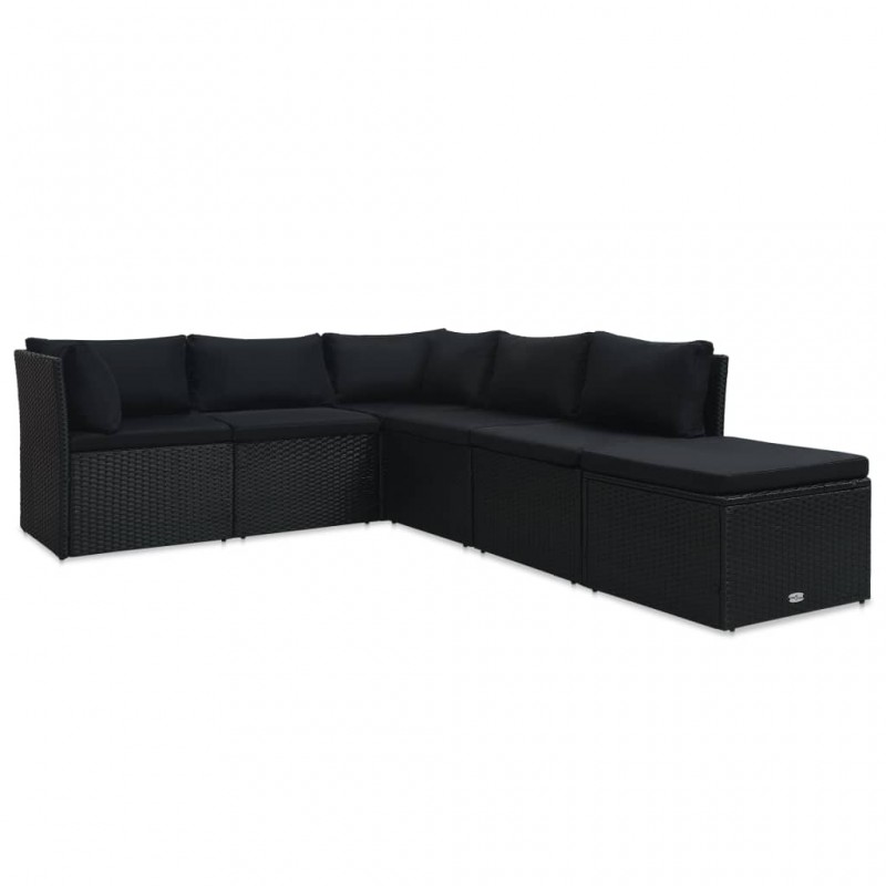 4 Piece Garden Lounge Set with Cushions Poly Rattan Black 4 Piece Garden Lounge Set with Cushions Poly Rattan Black