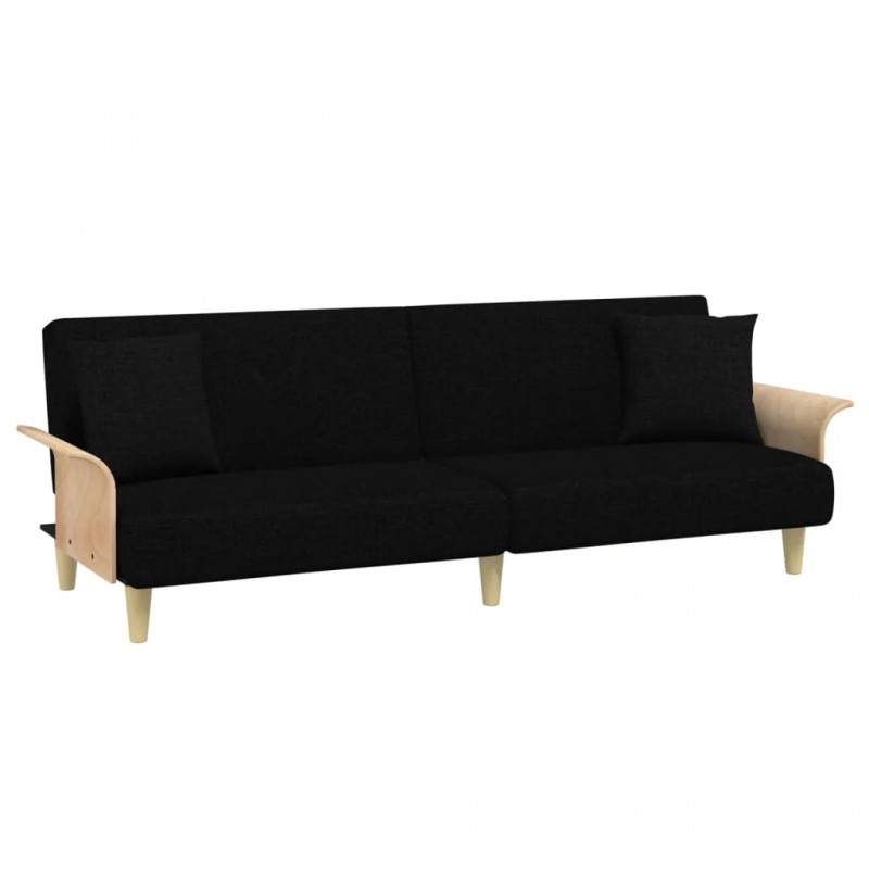 Sofa Bed with Armrests Black Fabric Sofa Bed with Armrests Black Fabric