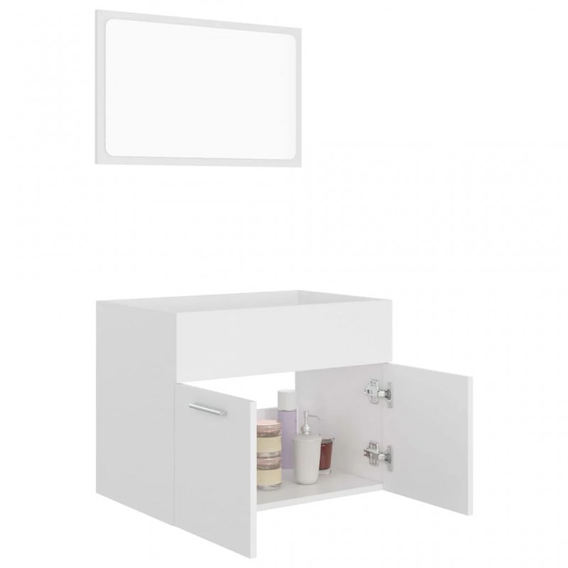 2 Piece Bathroom Furniture Set White Engineered Wood 2 Piece Bathroom Furniture Set White Engineered Wood