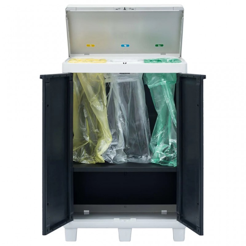 Garden Dustbin with 3 Bags Dark Grey 65x38x102 cm Garden Dustbin with 3 Bags Dark Grey 65x38x102 cm