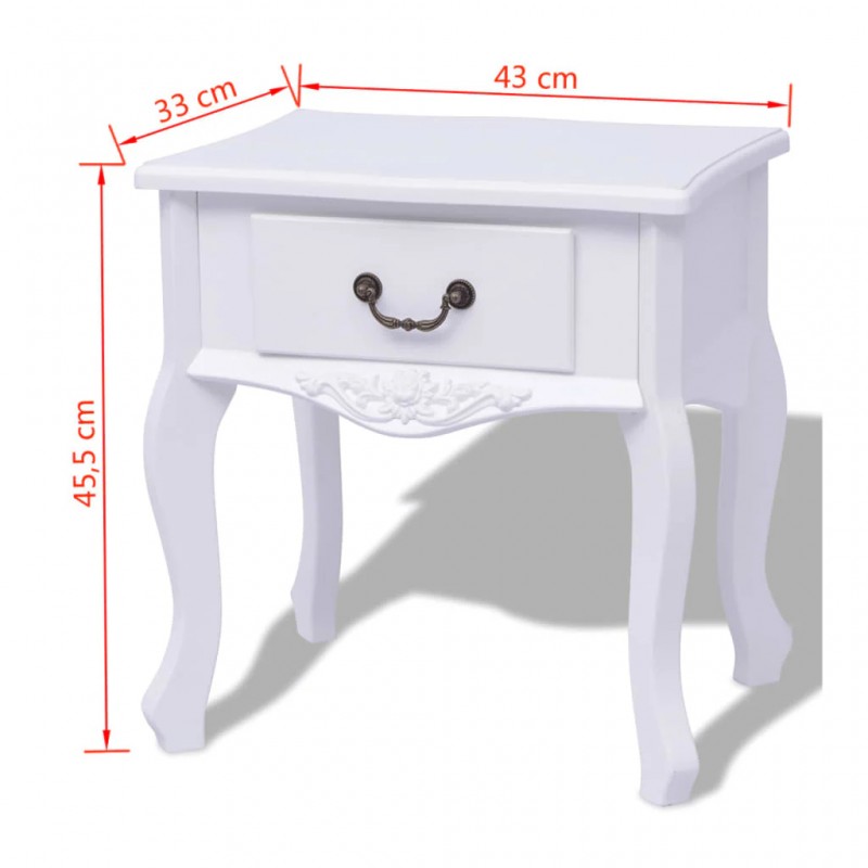 Bedside Cabinet MDF White Bedside Cabinet MDF White