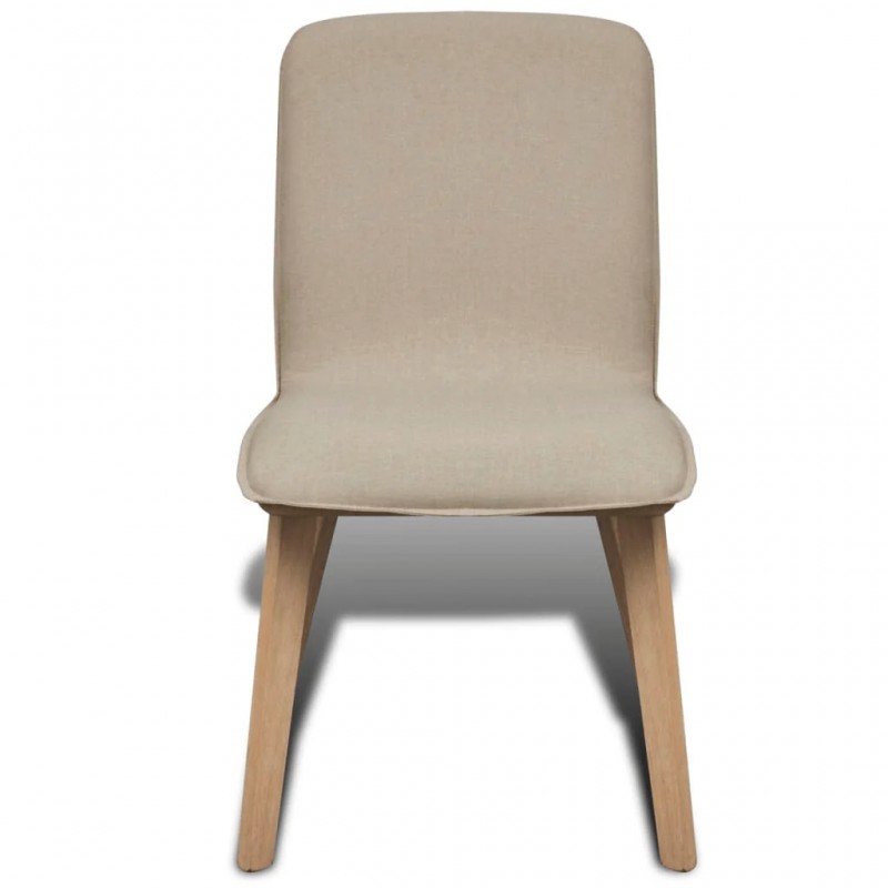 vidaXL Dining Chairs 2 pcs Beige Fabric and Solid Oak Wood vidaXL Dining Chairs 2 pcs Beige Fabric and Solid Oak Wood