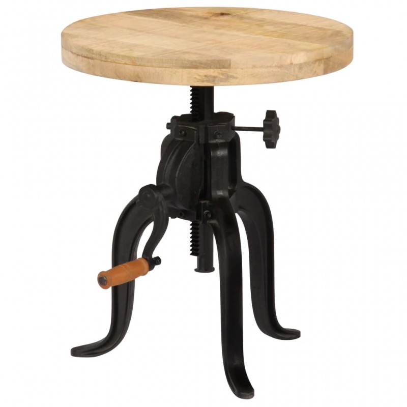 Side Table 45x(45-62) cm Solid Mango Wood and Cast Iron Side Table 45x(45-62) cm Solid Mango Wood and Cast Iron