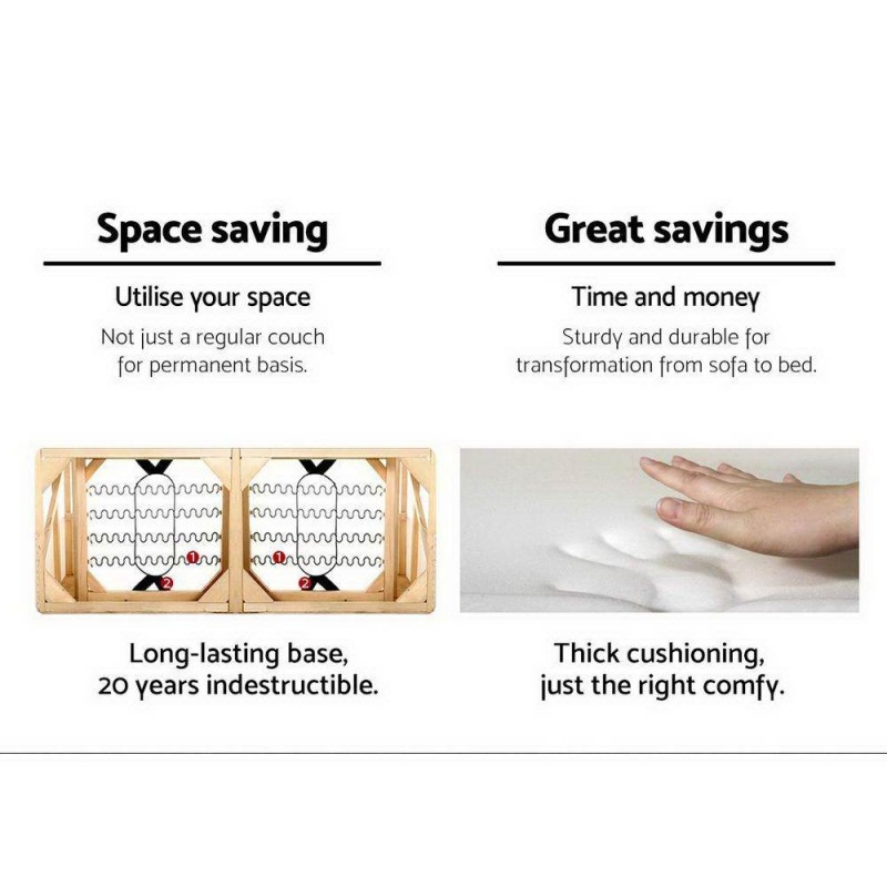 Artiss Sofa Bed 188CM Black PU Leather Artiss Sofa Bed 188CM Black PU Leather