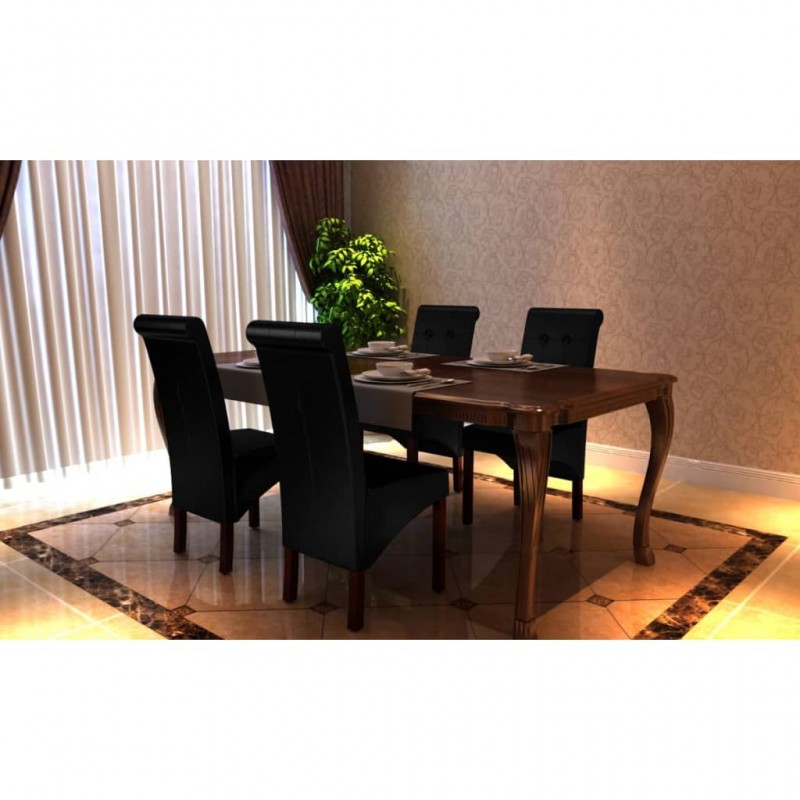 Dining Chairs 4 pcs Black Faux Leather Dining Chairs 4 pcs Black Faux Leather