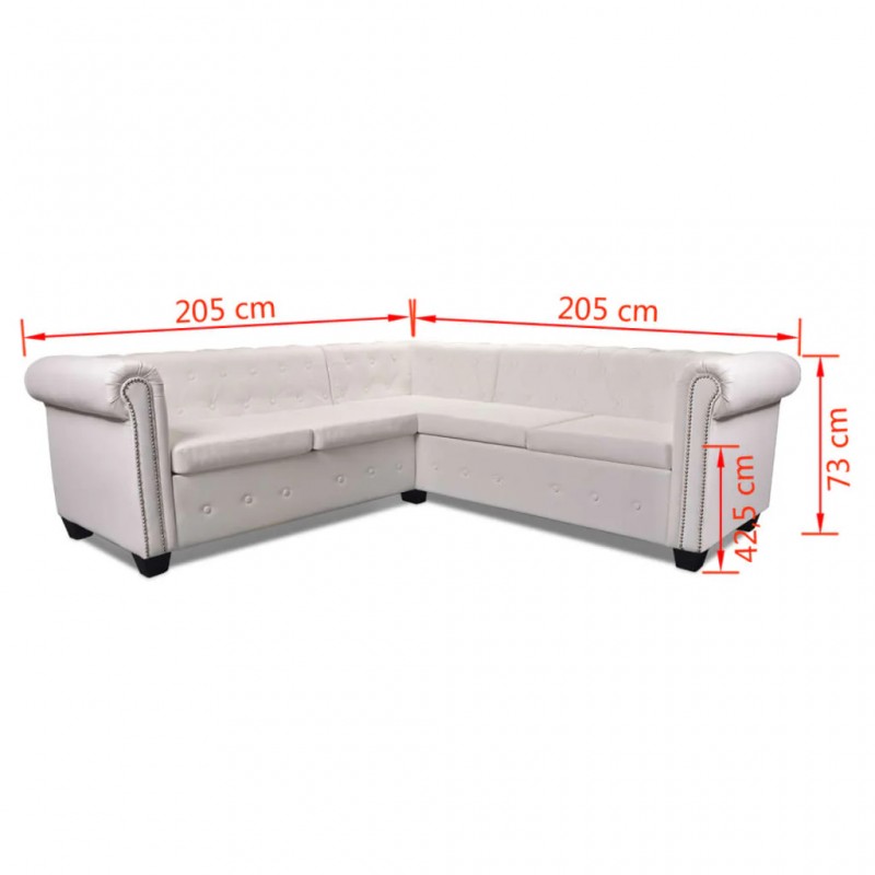 Chesterfield Corner Sofa 5-Seater Artificial Leather White Chesterfield Corner Sofa 5-Seater Artificial Leather White