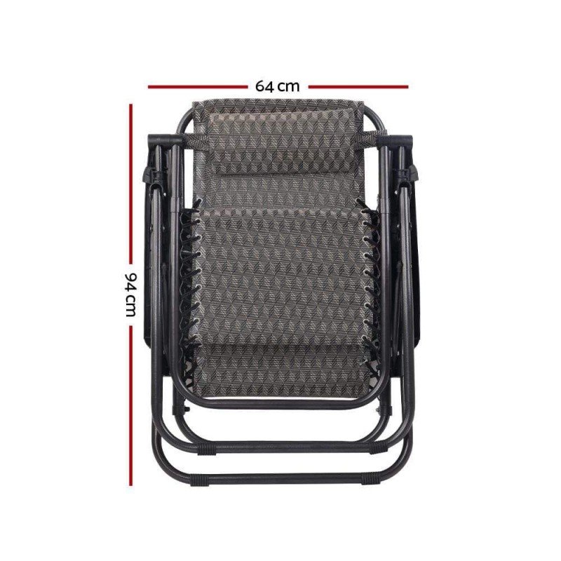 Gardeon 2PC Zero Gravity Chair Folding Outdoor Recliner Adjustable Sun Lounge Camping Grey Gardeon 2PC Zero Gravity Chair Folding Outdoor Recliner Adjustable Sun Lounge Camping Grey