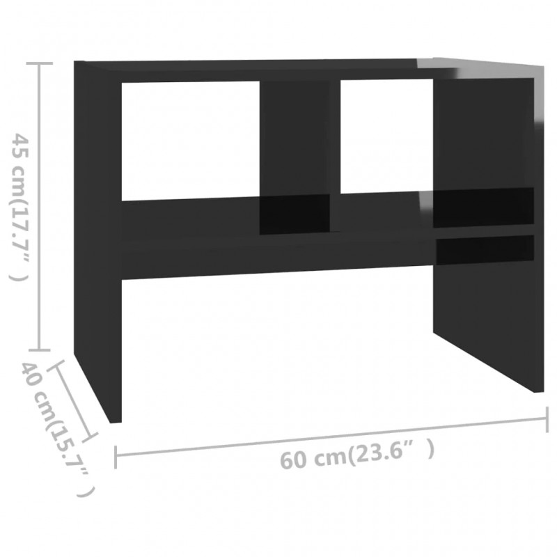 Side Table High Gloss Black 60x40x45 cm Engineered Wood Side Table High Gloss Black 60x40x45 cm Engineered Wood